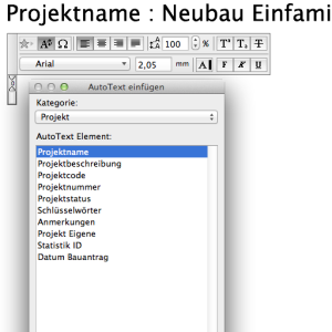 Autotexte in ArchiCAD 18
